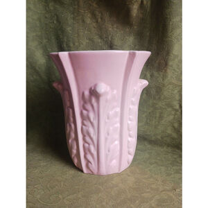 Vintage Red Wing Pottery Pink Leaf Vase 10 Inch